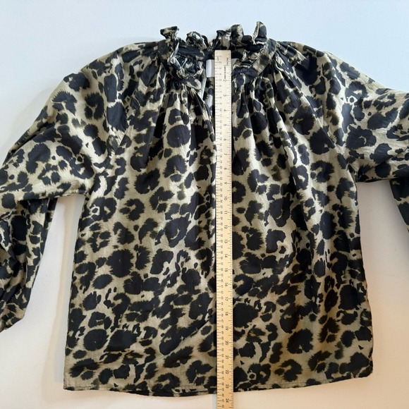 Current Elliot Womens Annabelle Blouse Cotton Silk Blend Animal Print Sz 1 (2-4) - Picture 12 of 14